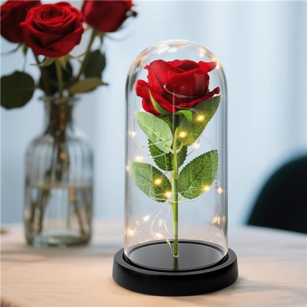 Forever Rose Red Roses with LED Lights, Eternal Flowers Flores Mothers - Picture 8 of 8
